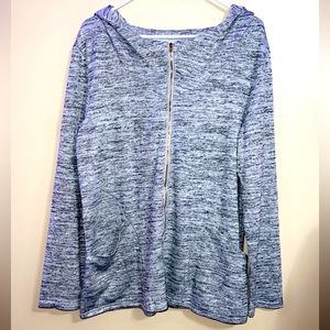 Grey Hooded Jacket with Gold Zipper - Size XL